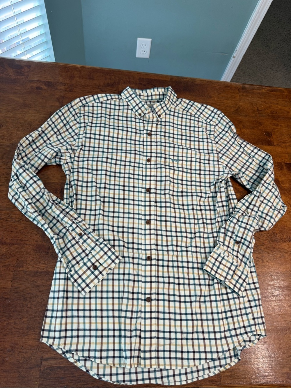 Coastal Cotton Men's Long Sleeve Tattersall Check Button Down Shirt Large